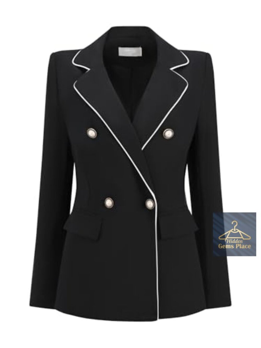 Women's Double Breasted Business Blazer Notch Lapel Work Jacket